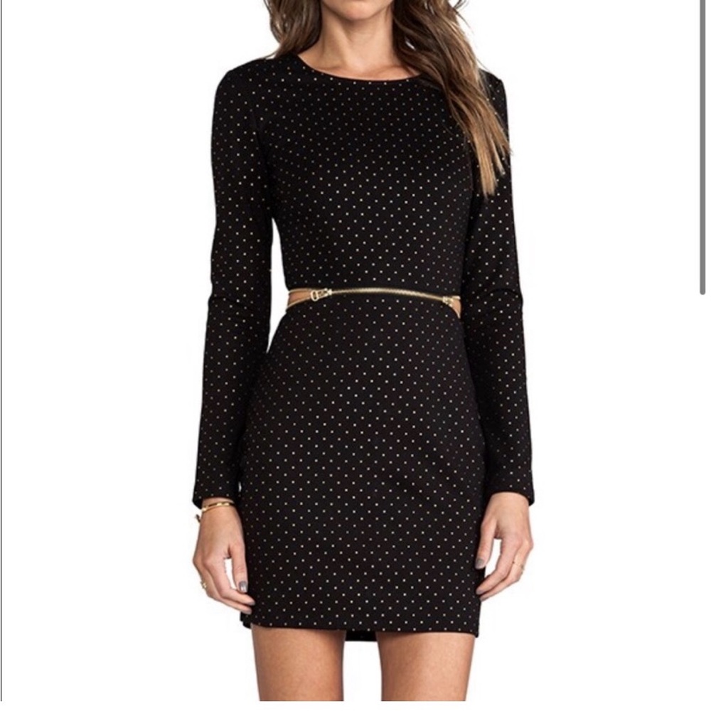 Dolce Vita Black Dress Bing Gold Dots Size M